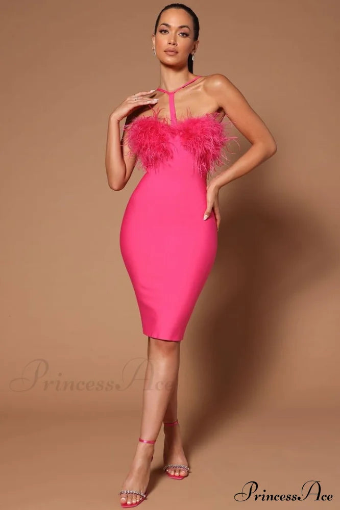 Feather Halter Stylish Mini Dress image 1