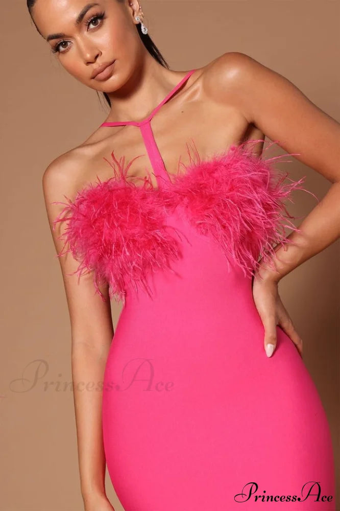Feather Halter Stylish Mini Dress image 4