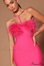 Feather Halter Stylish Mini Dress image 4