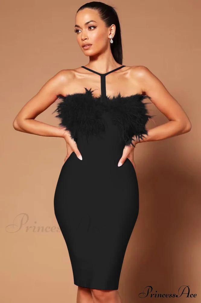 Feather Halter Stylish Mini Dress image 5