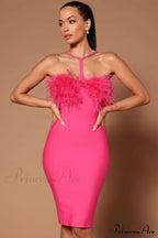 Feather Halter Stylish Mini Dress image 3