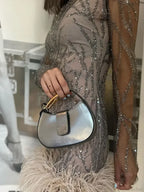 Feather Mesh Sheer Sleeve Party Dress image 6