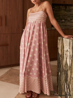 Featured Loose Polka Dot Graceful Stripe Patchwork Maxi Dress image 1