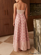 Featured Loose Polka Dot Graceful Stripe Patchwork Maxi Dress image 6