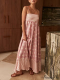 Featured Loose Polka Dot Graceful Stripe Patchwork Maxi Dress image 5