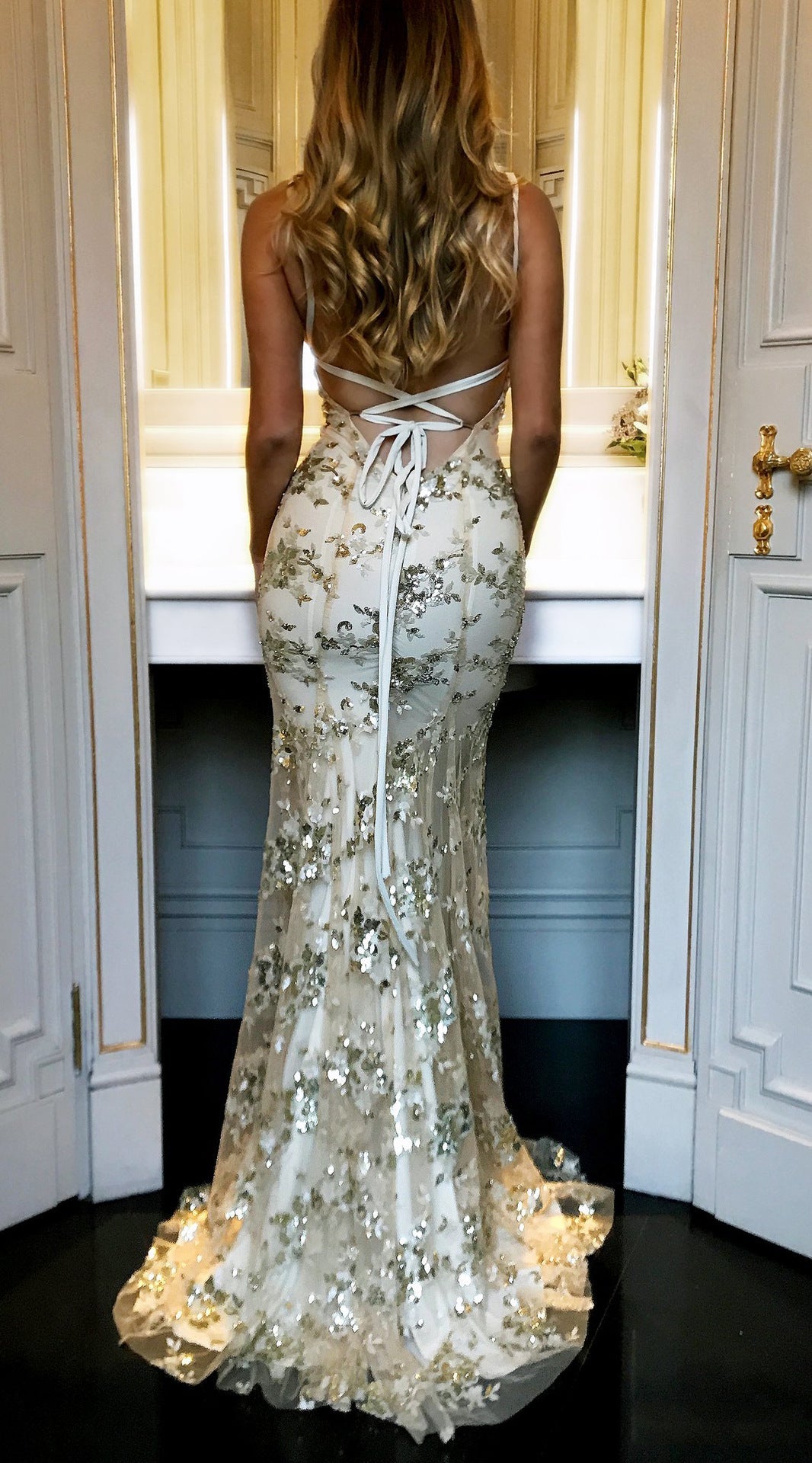 Sequin Backless V-Neck Strappy Tie Dress Party Dress image 8