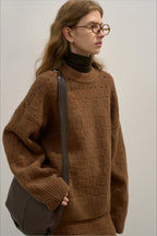 Loose Fit Crew Neck Wool Blend Knit Sweater image 6