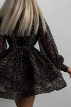 Chiffon Leopard Print Long Sleeve Mini Dress image 4