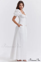 Felizia White Stylish Puff Sleeve Sundress image 5