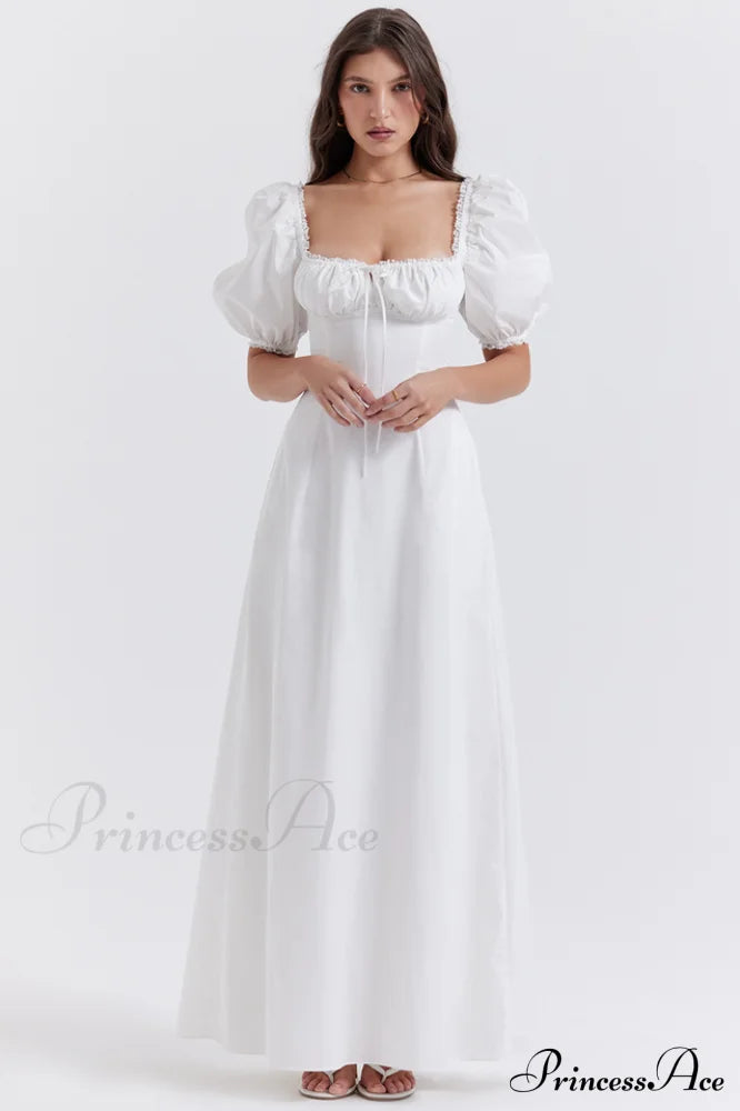 Felizia White Stylish Puff Sleeve Sundress image 2