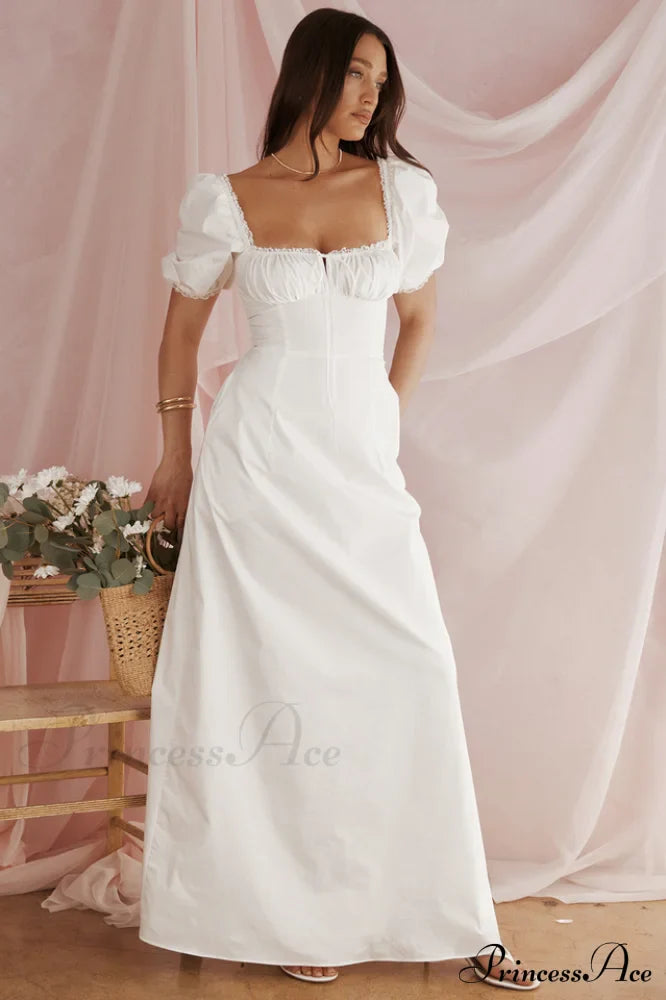 Felizia White Stylish Puff Sleeve Sundress image 11
