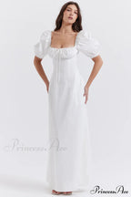Felizia White Stylish Puff Sleeve Sundress image 3