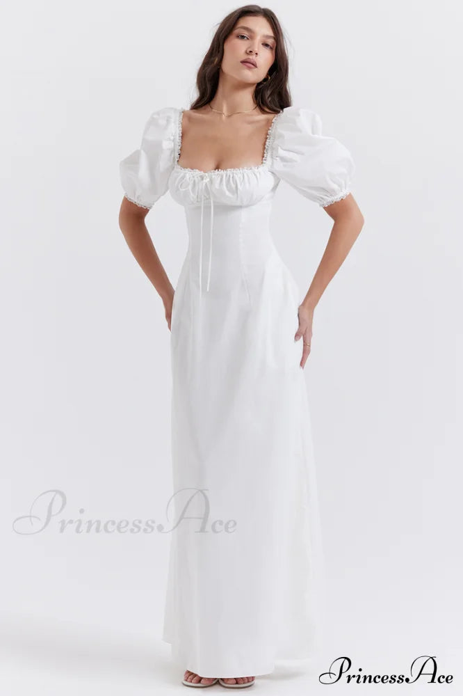 Felizia White Stylish Puff Sleeve Sundress image 3