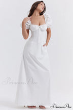 Felizia White Stylish Puff Sleeve Sundress image 4