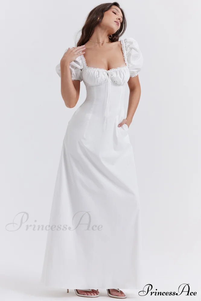 Felizia White Stylish Puff Sleeve Sundress image 4