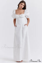 Felizia White Stylish Puff Sleeve Sundress image 1