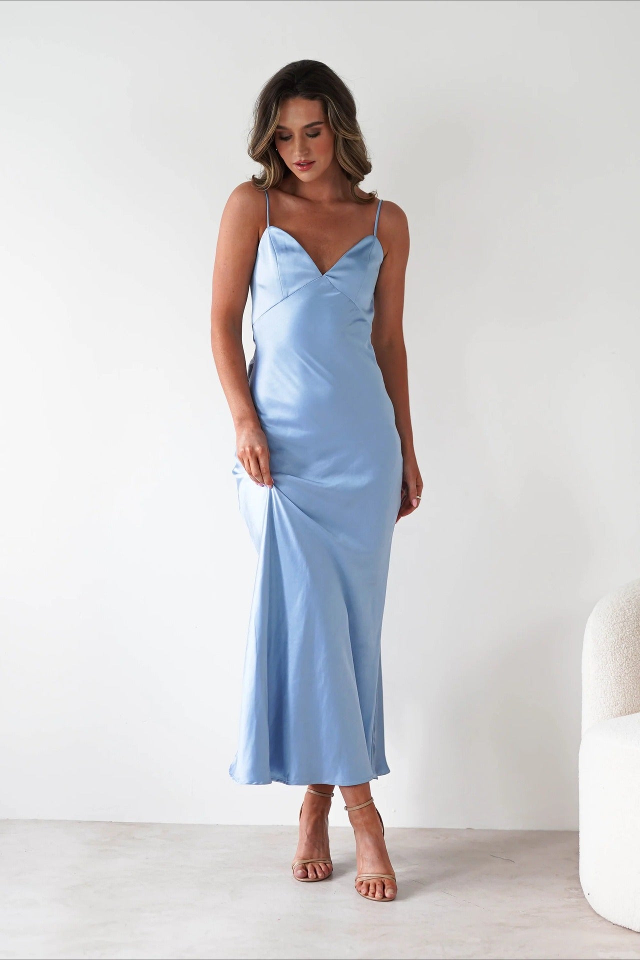 Satin Backless Tie Party Dress image 2