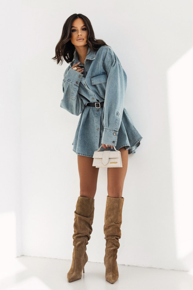 Vintage Distressed Denim Blouse image 3