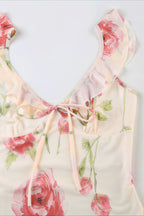 Floral Print Mesh V Neck Cami Midi Dress image 5