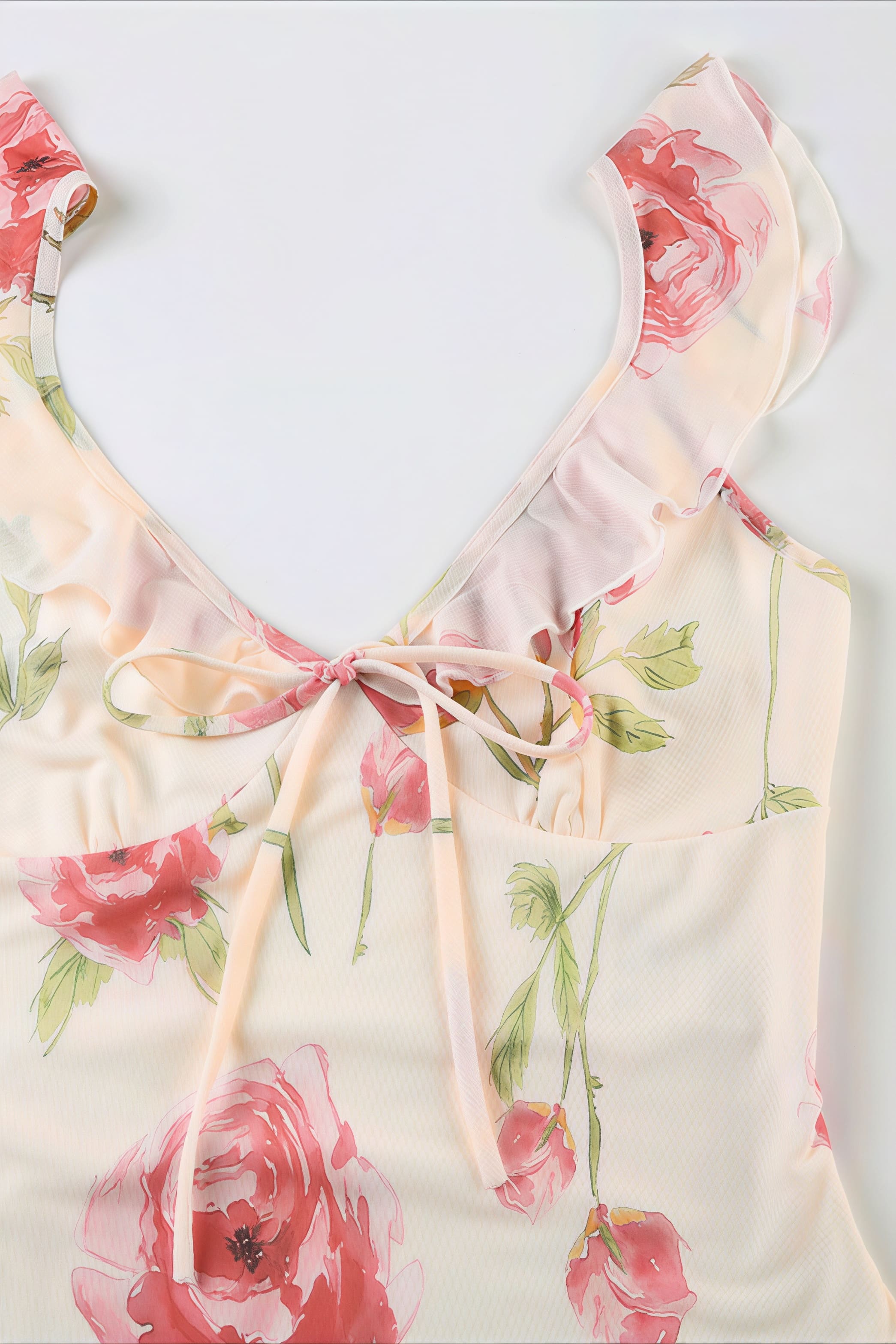 Floral Print Mesh V Neck Cami Midi Dress image 5