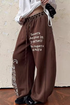 Plaid Patchwork Letter Graphic Baggy Sweat Pants image 2