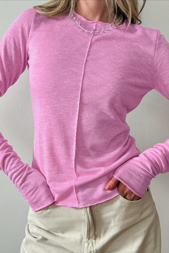 White Crew Neck Long-Sleeve Layering Knit Top image 4