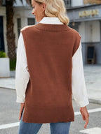 Bianca Sweater Vest detail view styled for Avrienne