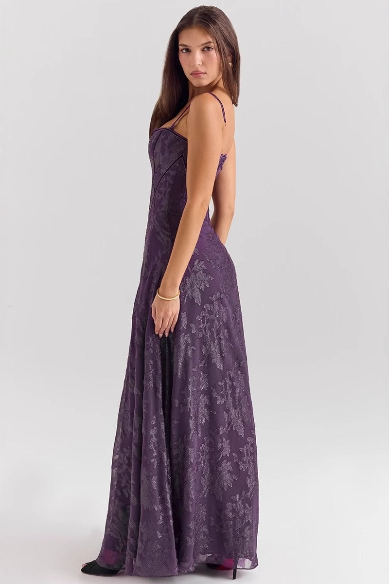Spaghetti Strap Chiffon Floral Formal Dress image 2