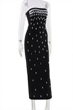 Solid Strapless Rhinestone Maxi Dress image 5