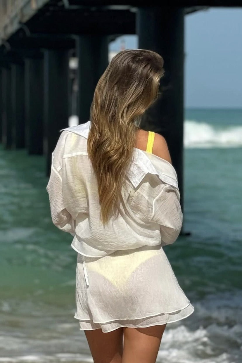 Casual Beach Shirt Cover Skirt Set image 19