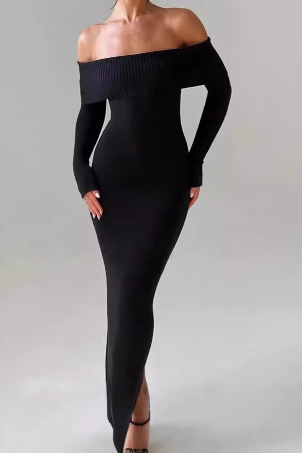 Off Shoulder Ribbed Sweater Dress image 1