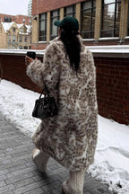 Leopard Print Faux Mink Fur Eco Long Blazer Collar Overcoat image 4