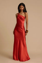 Satin One Shoulder Bodycon Formal Dress image 9