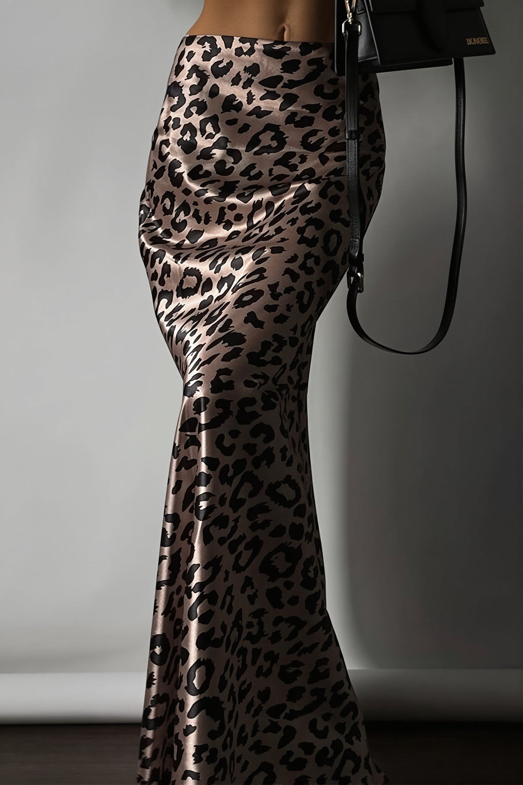 Satin Leopard Mermaid Maxi Skirt image 2