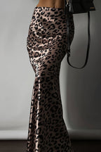 Satin Leopard Mermaid Maxi Skirt image 2
