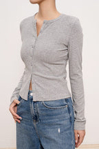 Lightweight Long-Sleeve Ribbed Slim-Fit Single-Row Button Knit Cardigan image 2