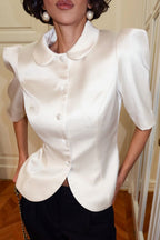 Chic Tie Waist Puff Sleeve Slim Blouse image 6