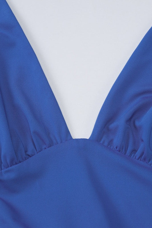 Solid V Neck Halter Backless Formal Dress image 7