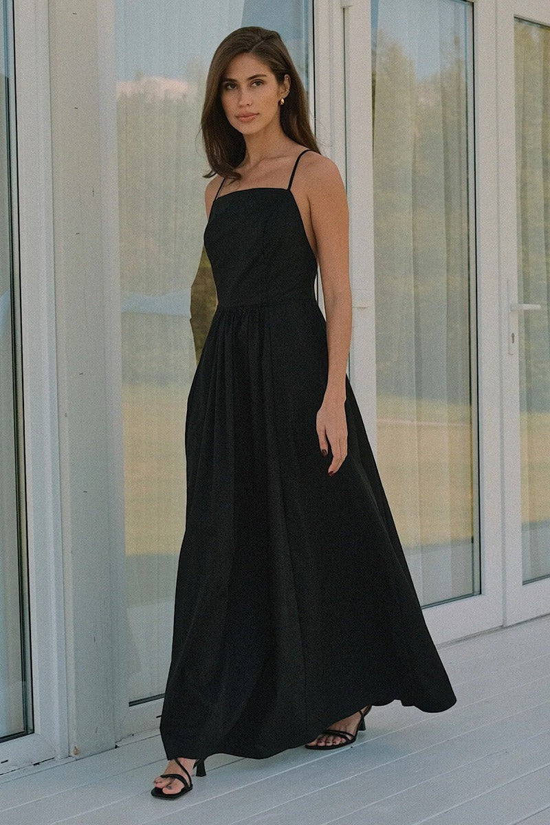 Cotton Sleeveless Backless Tie Maxi Dress image 2