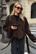 Brown Wool Blend Double Breasted Jacket image 2