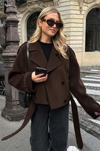 Brown Wool Blend Double Breasted Jacket image 2
