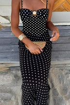 Polka Dot Lace Cami Backless Maxi Dress image 2