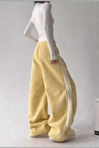 Sporty Plush Wide-Leg Striped Pants image 9