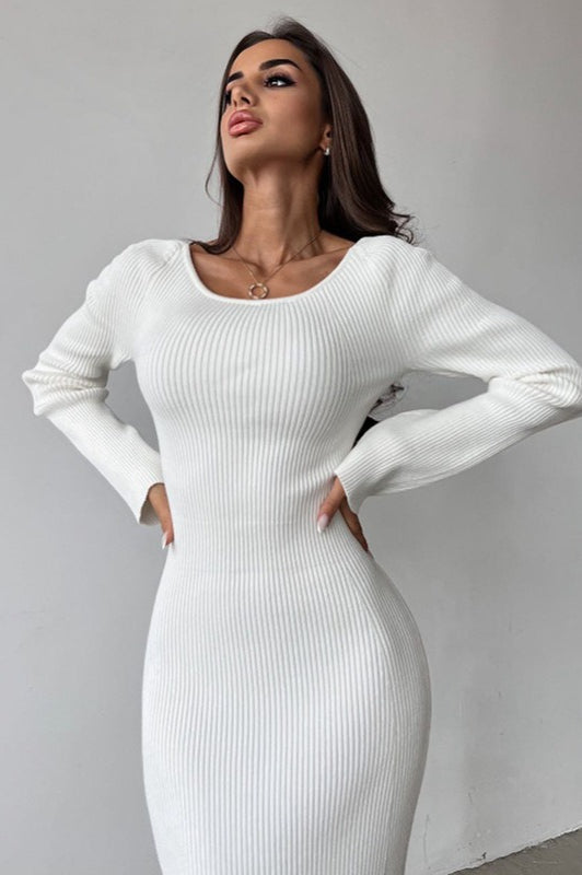 Solid Slim Convertible Backless Sweater Dress image 3