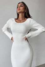 Solid Slim Convertible Backless Sweater Dress image 3