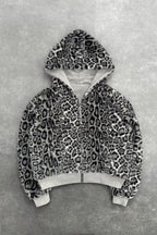 Reversible Vintage Leopard Zipper Hoodie image 2
