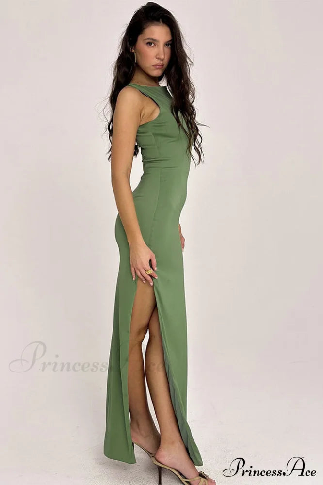 Filomena Olive Boat Charming Neck Maxi Dress image 6