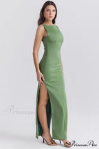 Filomena Olive Boat Charming Neck Maxi Dress image 2