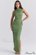 Filomena Olive Boat Charming Neck Maxi Dress image 1