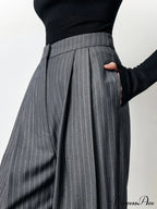 First Choice Pinstripe Trendy Wide Leg Dress Pants image 2